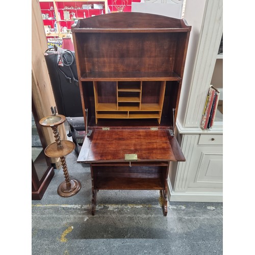 758 - An Antique 1920s  Hall Bureau with Original Key. Nice slim design