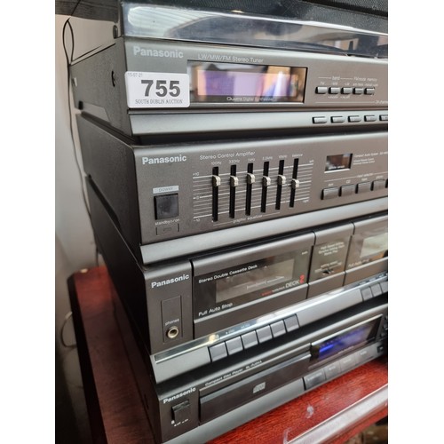 755 - A vintage Panasonic Media System with a Record player, Stereo Tuner, Amplifier, Cassette Deck, Disc ... 