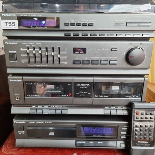 755 - A vintage Panasonic Media System with a Record player, Stereo Tuner, Amplifier, Cassette Deck, Disc ... 