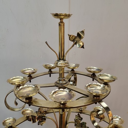 301 - Star Lot: fabulous Large 19th century Gothic church candle holder with 28 holders. Heavy brass, full... 