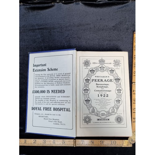 238 - Two books: 'Whitacker's Peerage, Baronetage, Knightage and Companionage', published 1922, and 'The B... 