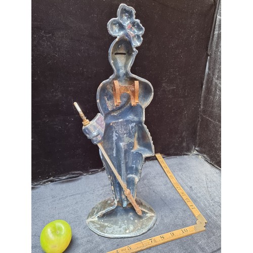 177 - A Good-Sized Companion set Cast-Iron Decorative Figure of a Knight bearing a Sceptre. Has an attract... 