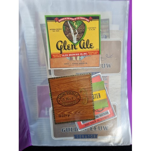 155 - A Full Folder of rare Collectible Vintage Bottle and Cigar Labels in Excellent Condition. Including ... 