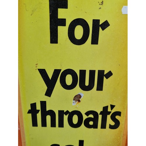 110 - 100% original  antique enamelled metal advertisement for Virginia Cigarettes 'For Your Throats Sake'... 