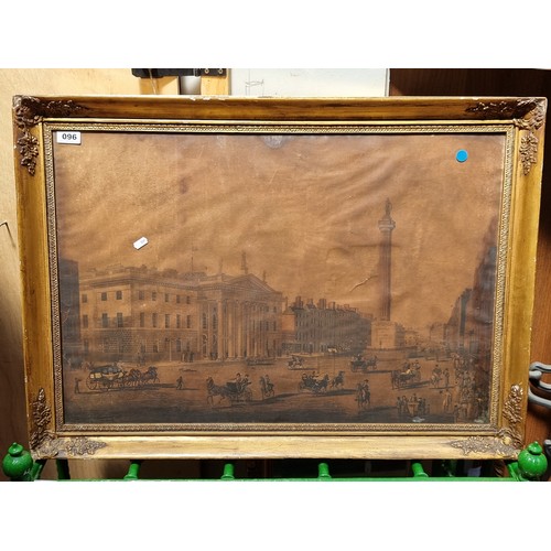 96 - A 19th century very large framed vintage print showing Nelson's Pillar, O'Connell's Street, Dublin M... 