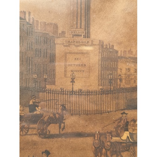 96 - A 19th century very large framed vintage print showing Nelson's Pillar, O'Connell's Street, Dublin M... 