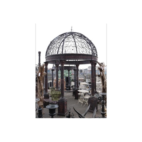 141 - Star Lot : Fabulous Large Cast Metal Gazebo with benches. 400cm Tall 300cm Wide and Weight 1350Kg. 
... 