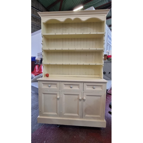 welsh dresser cream Large Shaker Style Painted Welsh Dresser, Drawers, Cupboard Base and 3  Shelf Display Top. Handmade in Any Size or Colour. Customisable