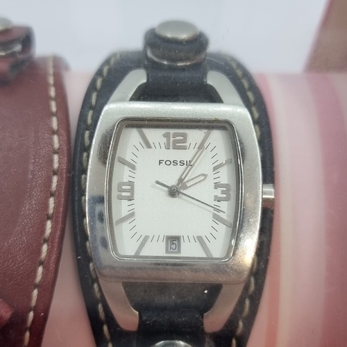 28 - Authentic Fossil watch with two extra straps, like new in box