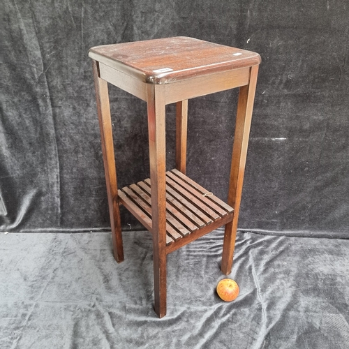 383 - A 2 Tier Dark Wood Contemporary Plant Stand.