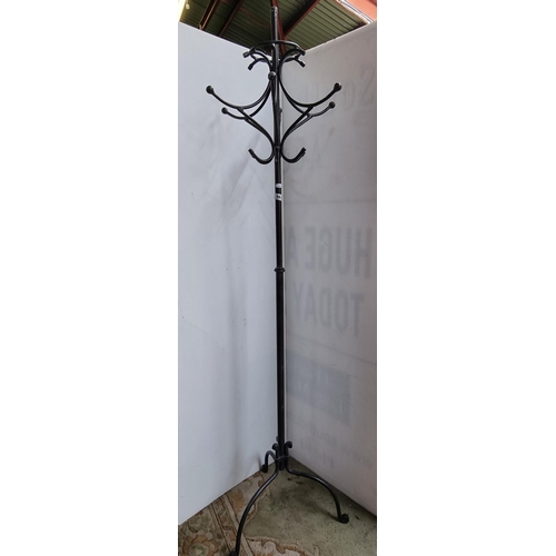 563 - A grey coloured, worked cast metal coat stand. Mm: 182cm tall. Nice and heavy