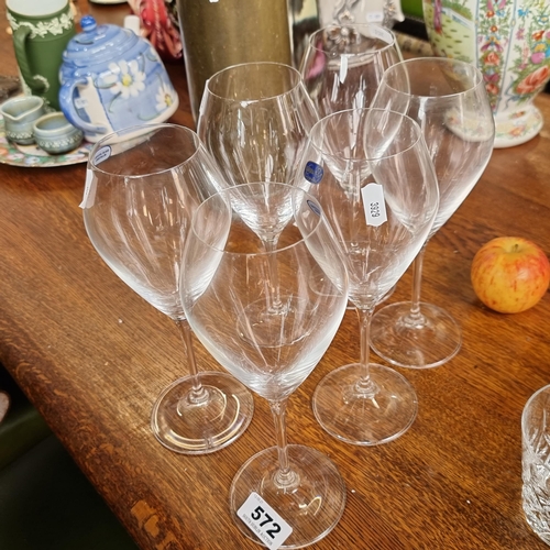 572 - A Set of 6 Bohemia Crystal White Wine Glasses Large examples.