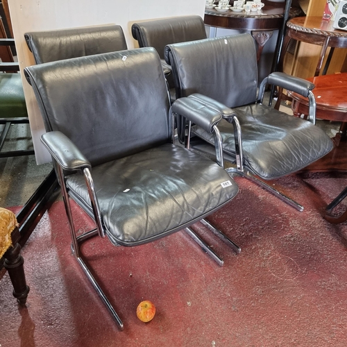 587 - Star Lot : Set of 4 full leather Boss Chairs By Chrome Delphi, On line price on these chairs €999 ea... 