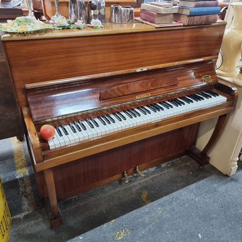 751 - A Lovely Quality 2 Pedal Kessels Upright Piano with a Beautiful Tiger Mahogany Case and Lovely White... 