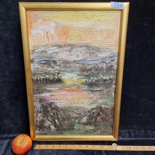 754 - An Original Oil on Canvas Impasto Depicting a Landscape in Wicklow Signed by Artist Ann Holinshead