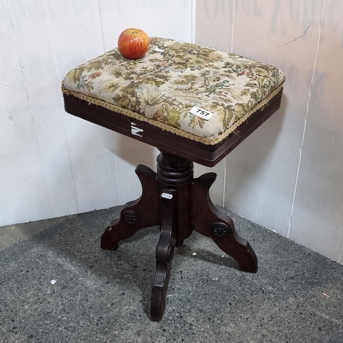 757 - A Vintage Upholstered Piano Stool