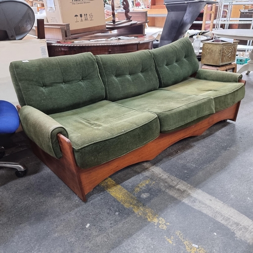 765 - Super Crannac of Navan 3 seater mid century couch, in Lovely condition with teak frame and Pirelli  ... 