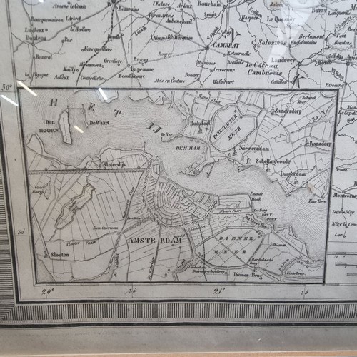 331 - A large framed antique (1847) print showing the Kingdom of the Netherlands, the Kingdom of Belgium a... 