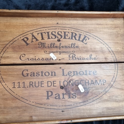 283 - Wooden tray  With 'Patiiserie Millefeuille Croissant Brioche..' Mm: 53 cm x 36 cm. very decorative p... 