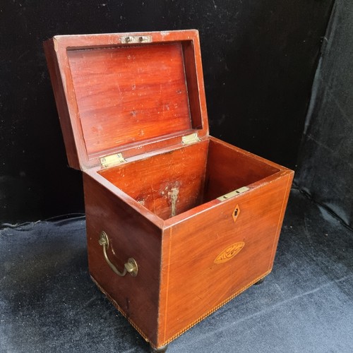 186 - Star Lot : A Charming Georgian Deep Bottle Box with a Pair of Brass Handles and Neat Inlay with a 2 ... 