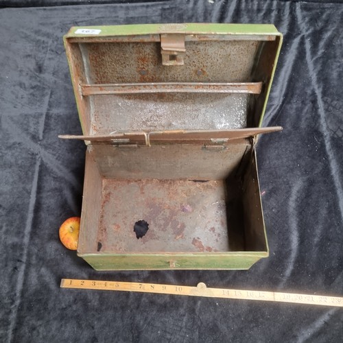 167 - A Vintage Green Metal Storage Box marked 