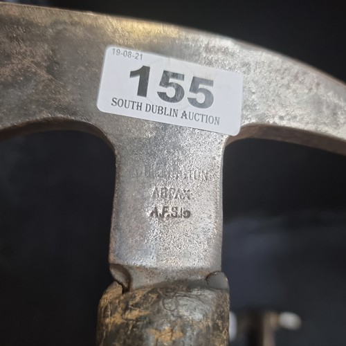 155 - A WW2 firemans axe, Great looking piece. Marked A.F 5lbs, Abrax, reads 'G.Hillington' (writing worn)... 