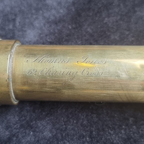 143 - A Large antique  Brass Draw Telescope with a Beautiful Leather Case Inscribed 