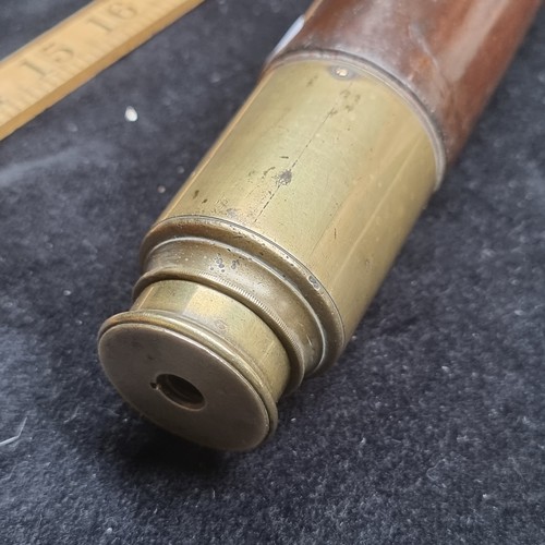 143 - A Large antique  Brass Draw Telescope with a Beautiful Leather Case Inscribed 