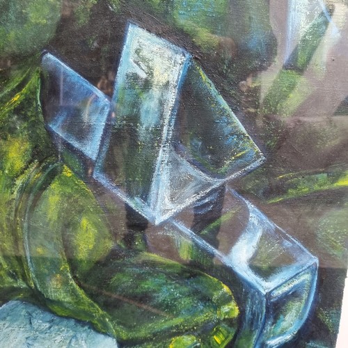 99 - An original large oil pastel cubist work, entitled, 