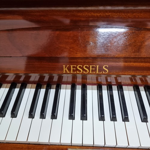 751 - A Lovely Quality 2 Pedal Kessels Upright Piano with a Beautiful Tiger Mahogany Case and Lovely White... 