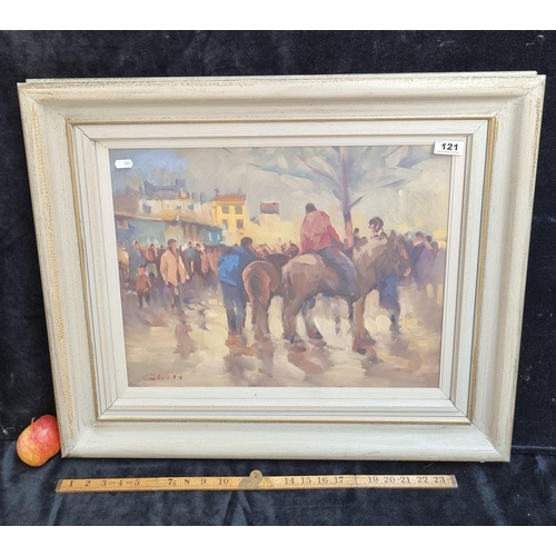 121 - Star Lot : Super Large original of Smithfield, Dublin Horse Market by very well known Irish Listed a... 