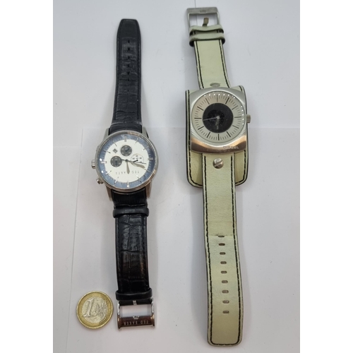 38 - Two gentlemen's wristwatches, the first a Ted Baker chronograph with leather strap. The second a Die... 