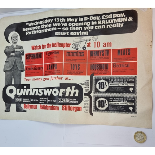 50 - A clean example of an original Quinnsworth supermarket promotional poster. Dimensions 38 x 26 cm. Da... 