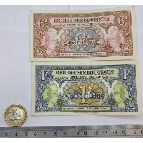 53 - Two British Armed Forces first series notes, 1946-48. Two rare examples, in unmarked condition.