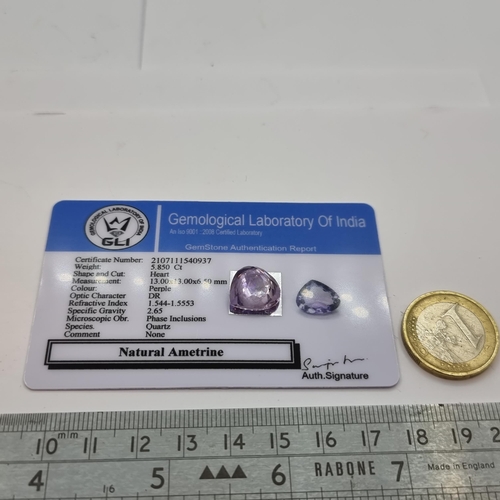 718 - Stunning 5.8ct Natural Amerite, very vivid purple stone In a heart cut. Would look amazing in a ring... 