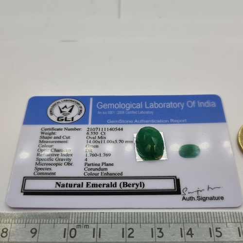 719 - Large 6.55 ct Cabachon Emerald with GLI cert.