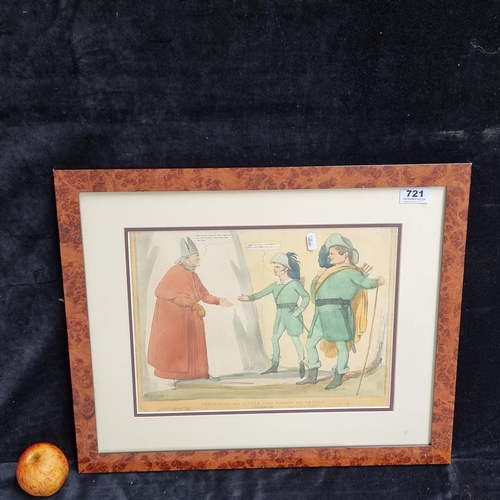 721 - Framed print of a watercolour after John Doyle 'Robin Hood and Little John Fleecing the Church'. Sig... 