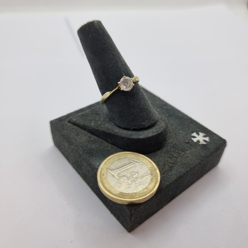 15 - A 14 carat gold gem stone solitaire ring, 14 carat stamped to band. Ring size O 1/2.