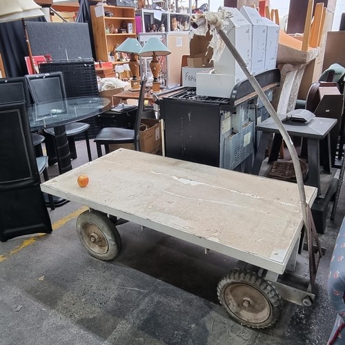 712 - A flat bed trolley with articulated front axle. Good heavy quality may have been used on the railway... 