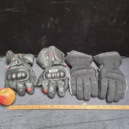 340 - Two pairs of Motorcycle Gloves. One pair by Tuconourbano with Thermolite lining (size 8.5/M) and the... 