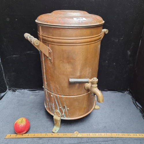 351 - An antique Copper Samovar water Urn. With Brass Tap.