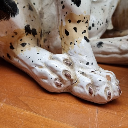 354 - STAR LOT - A very large, rare, 19th century black and white ceramic dog. A Victorian ''Talking-Piece... 