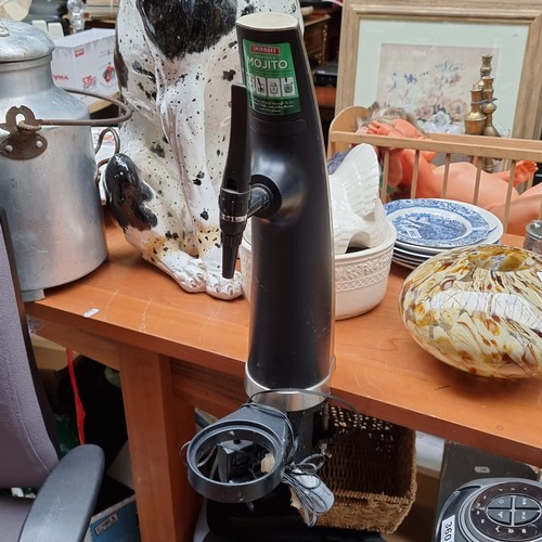 357 - A Smirnoff Vodka Mohito Large light up tap with a vice grip style attachment for mounting.