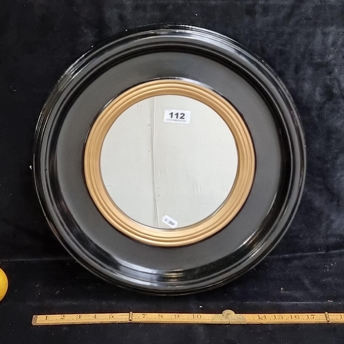 112 - Circular contemporary framed mirror by Tara home interior, new with tags.