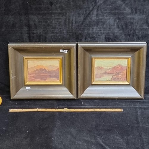 116 - Two neat sized framed high quality oleograph prints showing landscapes.