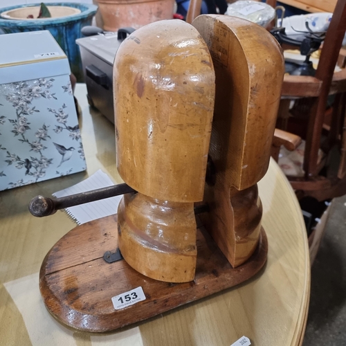 153 - Star Lot : A super 19th century Milliners hat stretcher on a stand. Functional but has an amazing lo... 