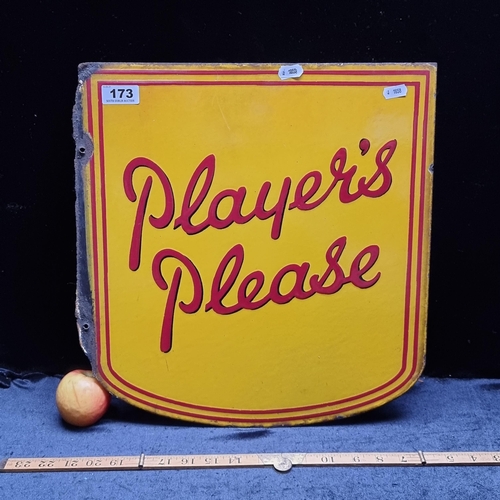 173 - Star Lot : A large, 100% original enamel double sided sign for Players cigarettes. Reading 'Players ... 