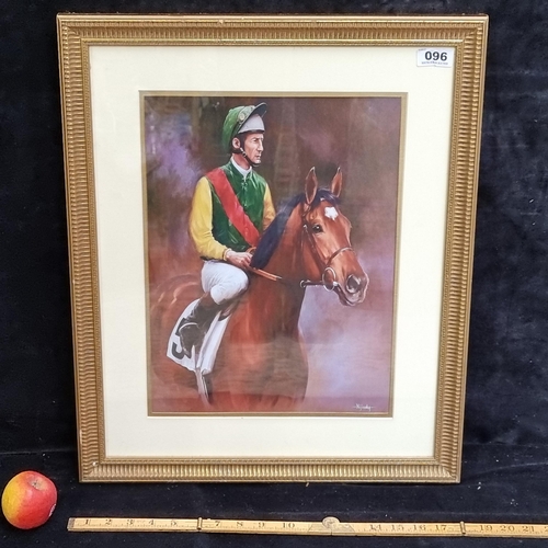 96 - Good sized framed print  of Lester Picket on Nijinsky.