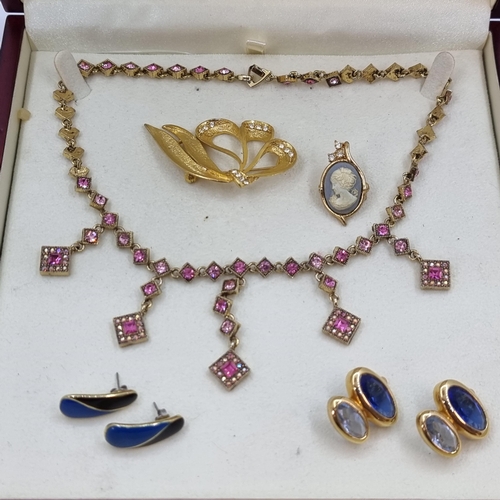 19 - A nice collection of costume jewellery, consisting of a rhinestone drop pendant necklace, together w... 