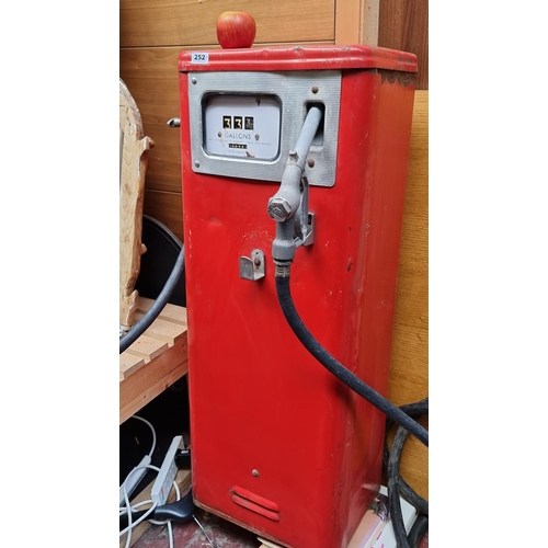 252 - Star Lot : A Vintage Red Gilbarco Petrol Pump. Model AE256-A2. Serial AC 12749. With an EBW 402 Gas ... 